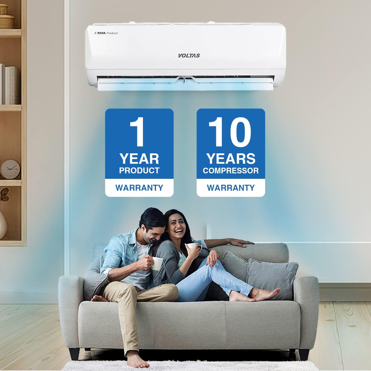Voltas 1.5 Ton 3 Star, Inverter Split AC(Copper, 5-in-1 Adjustable Mode, Anti-dust Filter, 2023 Model, 183V Vertis Emerald, White) - ATC Electronics