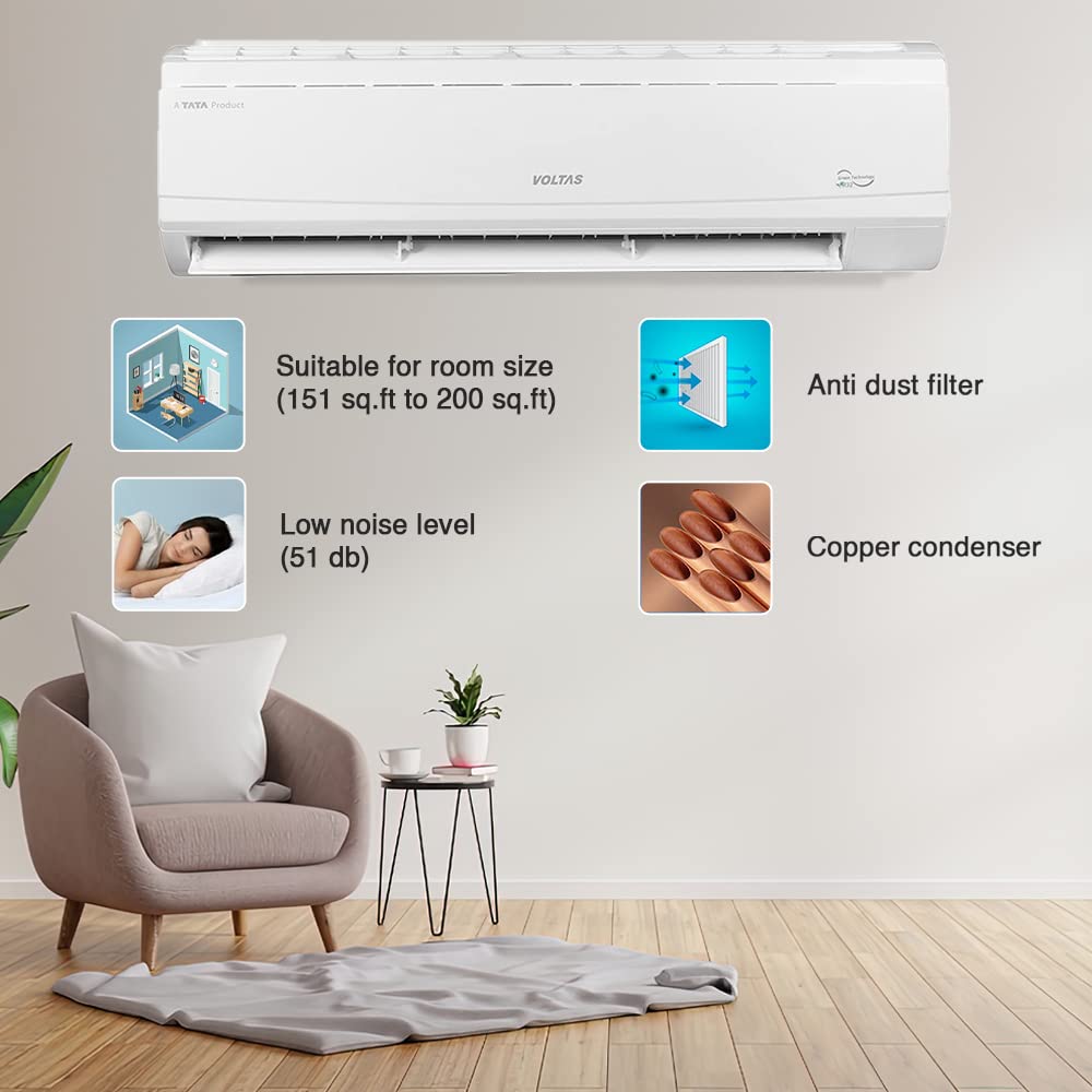 Voltas 2 Ton 5 Star, Inverter Split AC(Copper,4-in-1 Adjustable Mode, Anti-dust Filter, 2023 Model, 245V Vectra Plus, White) - ATC Electronics