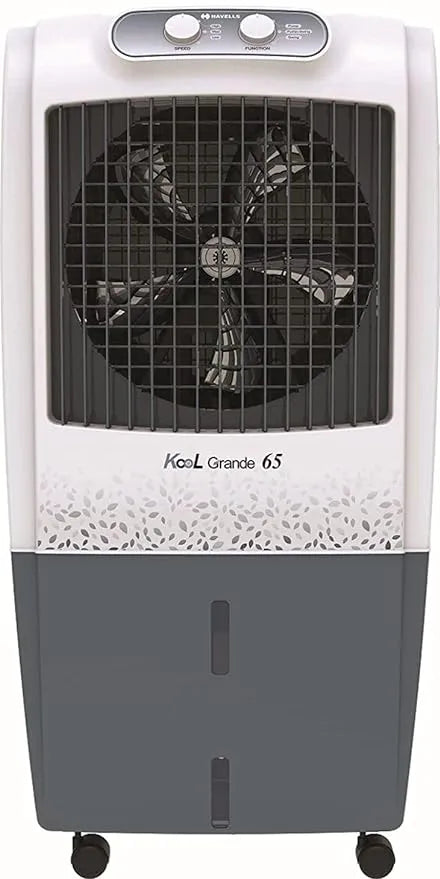 Havells Kool Grande 65L Air Cooler for home | Powerful Air Delivery | Everlast Pump | Ice Chamber, Thermal Overload Protection | 3 Side High Density Honeycomb Pads | Heavy Duty (White/Grey)