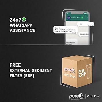 HUL Pureit Vital Plus Mineral RO+UV+MP 6 Stage, 7L Wall mount Water Purifier with FiltraPower technology (Black) - ATC Electronics