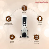 Morphy Richards OFR Room Heater, 13 Fin 2500 Watts Oil Filled Room Heater with 400W PTC Ceramic Fan Heater, ISI Approved (OFR 13F White/Black) - ATC Electronics