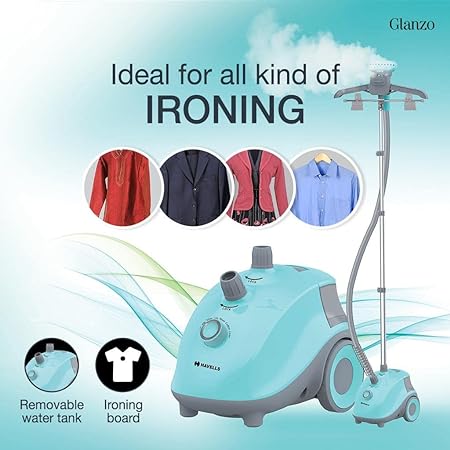 Havells Glanzo Garment Steamer 1650 Watts (Blue And Grey) - ATC Electronics