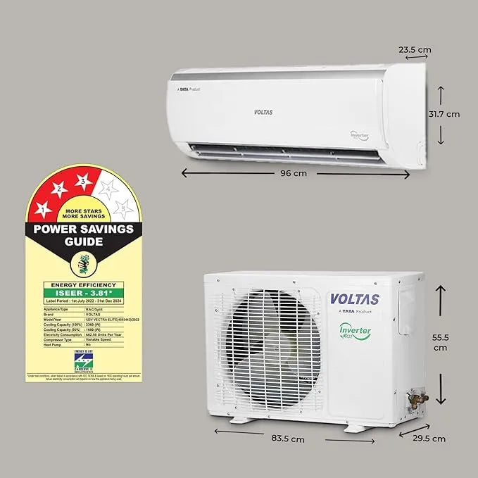 Voltas 1 Ton 3 Star, Inverter Split AC( 123V Vectra Elite, White)  From Best Air Conditioner Brand in India. Best Affordable AC in India, Air conditioner Price