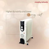 Morphy Richards OFR Room Heater, 13 Fin 2500 Watts Oil Filled Room Heater with 400W PTC Ceramic Fan Heater, ISI Approved (OFR 13F White/Black)