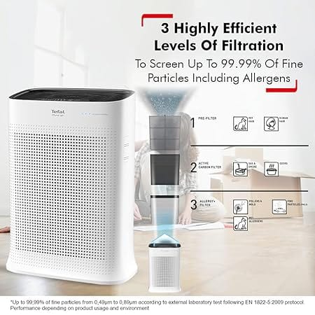 Tefal Pure Air purifier, Filters up to 99.99% of allergens and fine particles, suitable for big spaces, high CADR 300m3/h, Silent mode - ATC Electronics
