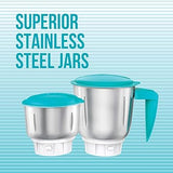 Havells ASPRO 500 Watt Mixer Grinder with 3 Stainless Steel Jar (White & Light Blue) with 5 year motor warranty - ATC Electronics