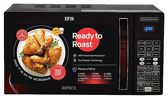 IFB 30 L Convection Microwave Oven (30FRC2, Floral Pattern) (Black), STANDARD - ATC Electronics