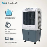 Havells Kool Grande 65L Air Cooler for home | Powerful Air Delivery | Everlast Pump | Ice Chamber, Thermal Overload Protection | 3 Side High Density Honeycomb Pads | Heavy Duty (White/Grey)