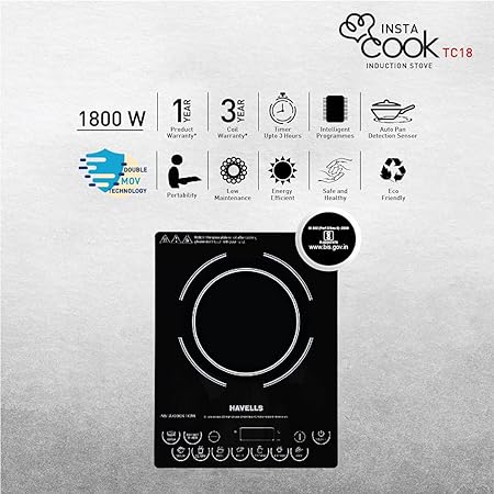 Havells Induction Cooktop TC 18 1800 watt (Black) (GHCICDQK180) - ATC Electronics