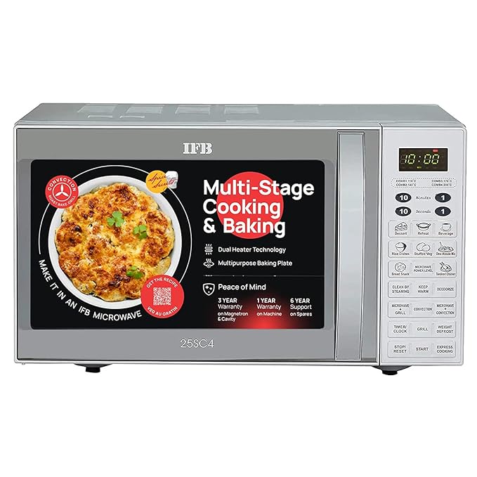 IFB 25 L Convection Microwave Oven (25SC4, Metallic Silver, With Starter Kit) - ATC Electronics