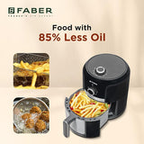 Faber 4L 1350W Manual Air Fryer| Fry, Bake, Roast, Toast, Grill & Reheat| 85% Less Oil, 360° Air Cooking |Temperature & Timer Control |Auto Off |Non-Stick Pan| 2Y Warranty by Faber| FAF 4.0L MS BK