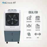 Havells Kool Grande 65L Air Cooler for home | Powerful Air Delivery | Everlast Pump | Ice Chamber, Thermal Overload Protection | 3 Side High Density Honeycomb Pads | Heavy Duty (White/Grey)