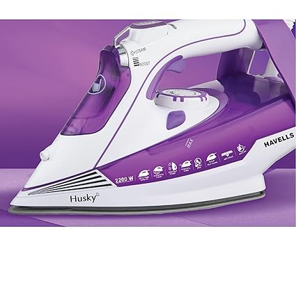 Havells Plastic Husky 2200 W Steam Iron With Auto Shut Off, Steam Boost, Vertical, Horizontal Ironing, Anti Drip, Self-Cleaning & Anti Calc Technology. (Purple), 2200 Watt - ATC Electronics