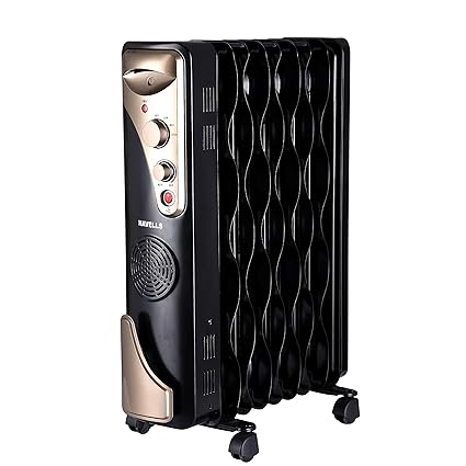 Havells OFR 9 Wave Fin with PTC 2400 Watts Fan Heater (Black) - ATC Electronics
