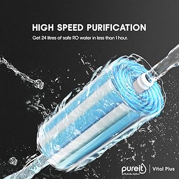 HUL Pureit Vital Plus Mineral RO+UV+MP 6 Stage, 7L Wall mount Water Purifier with FiltraPower technology (Black) - ATC Electronics