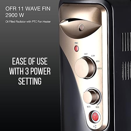 Havells OFR 11 2900 Watts Wave Fin with PTC Fan Heater (Black) (OFR 11 Wave Fin) - ATC Electronics