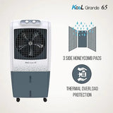 Havells Kool Grande 65L Air Cooler for home | Powerful Air Delivery | Everlast Pump | Ice Chamber, Thermal Overload Protection | 3 Side High Density Honeycomb Pads | Heavy Duty (White/Grey)
