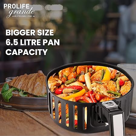 Havells Grande Air Fryer with Aero Crisp Technology, 6.5 Litre Large Pan Capacity, 10 Pre- Set Menu, Touch Screen, Digital Display   & 2 Year Warranty, 6.5 liter, Black - ATC Electronics
