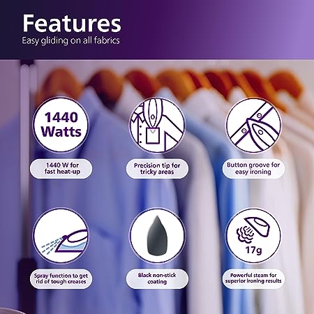 Philips GC1905 1440-Watt Steam Iron with Spray (Blue) - ATC Electronics