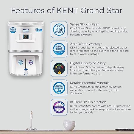 KENT Grand Star RO+UV+UF TDS Control Water Purifier 9 L - ATC Electronics