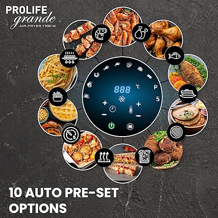 Havells Grande Air Fryer with Aero Crisp Technology, 6.5 Litre Large Pan Capacity, 10 Pre- Set Menu, Touch Screen, Digital Display   & 2 Year Warranty, 6.5 liter, Black - ATC Electronics