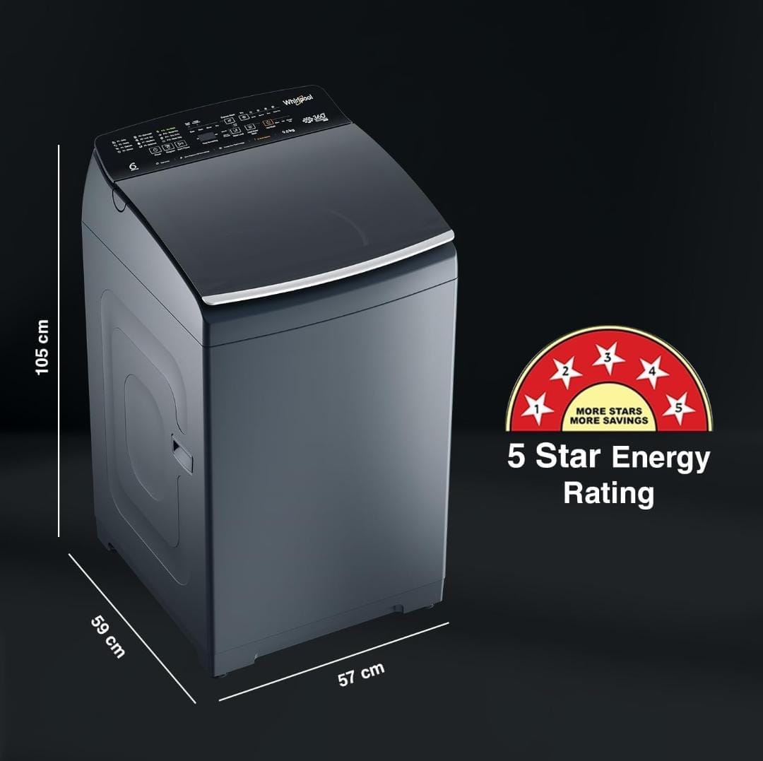 Whirlpool 9 Kg 5 Star Bloomwash Pro Fully-Automatic Top Loading Washing Machine - Built In Heater (360 BW PRO (570) H 9.0 MIDNIGHT GREY 10YMW) - ATC Electronics