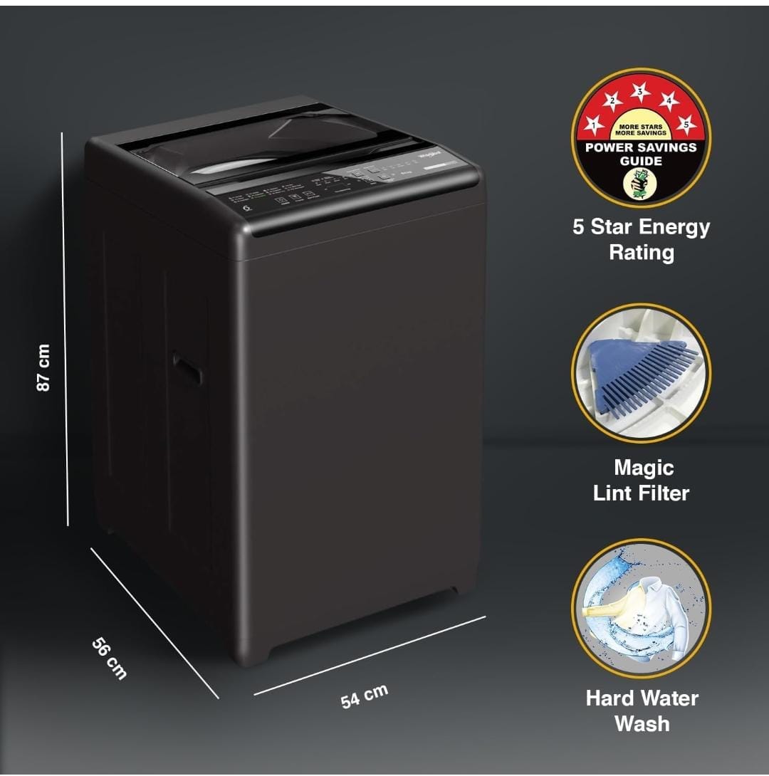Whirlpool 7.5 Kg 5 Star Royal Fully-Automatic Top Load Washing Machine (WHITEMAGIC ROYAL 7.5 GENX, Grey, Hard Water Wash, ZPF Technology) - ATC Electronics