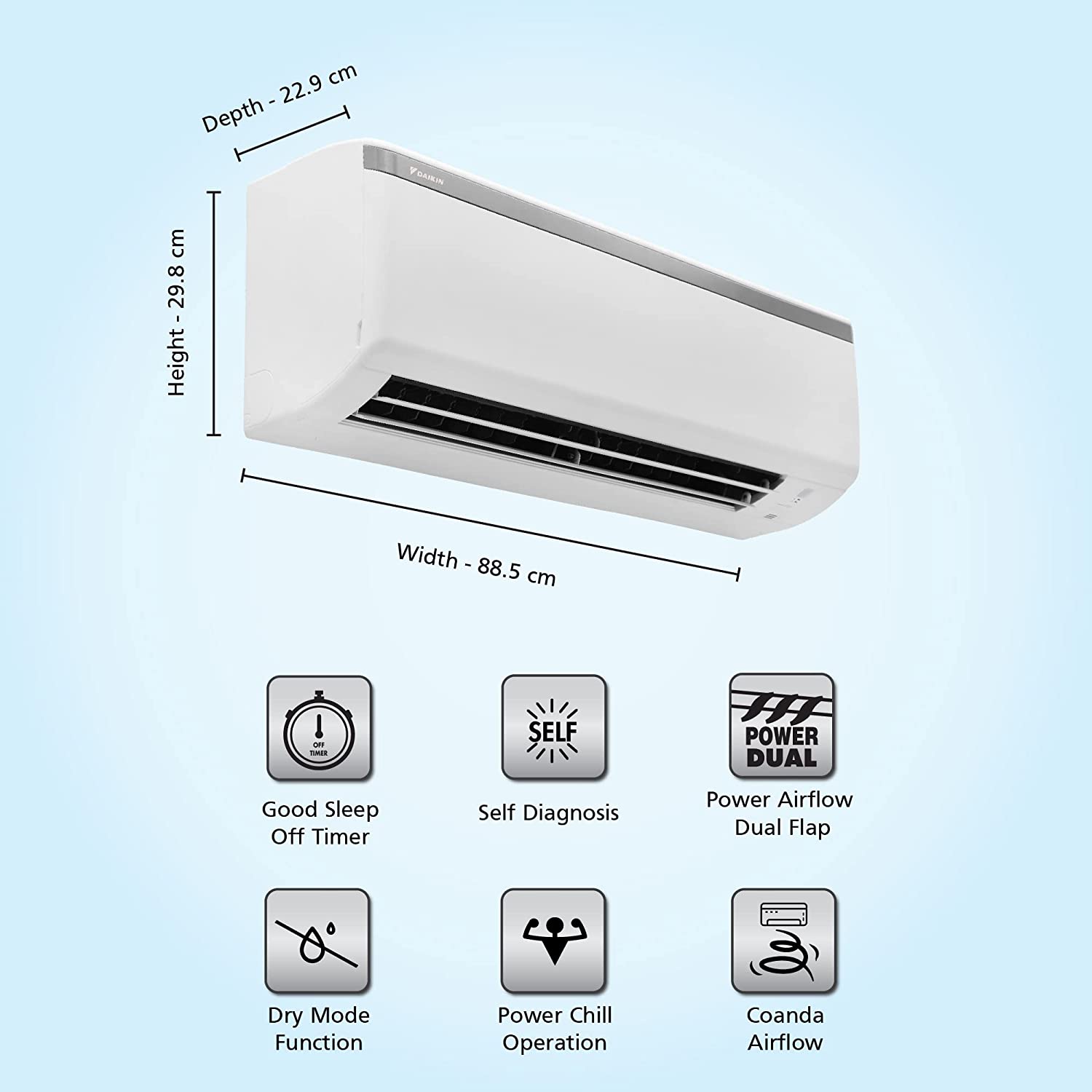 Daikin 1.5 Ton 3 Star Fixed Speed Split AC (Copper, PM 2.5 Filter, 2023 Model, GTL50U, White) - ATC Electronics