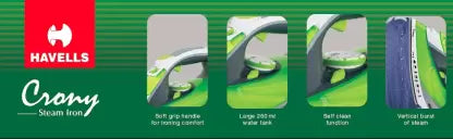 HAVELLS crony 2000 W Steam Iron  (Green) - ATC Electronics