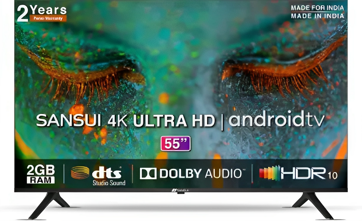 Sansui 140 cm (55 inches) 4K Ultra HD Certified Android LED TV JSW55ASUHD (Mystique Black) - ATC Electronics