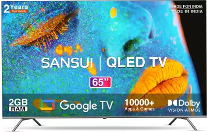SANSUI 140 cm (55 inches) 4K Ultra HD Smart QLED Google TV JSW55GSQLED (Black) - ATC Electronics