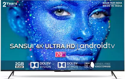SANSUI 178 cm (70 inches) 4K Ultra HD Smart Android LED TV JSW70ASUHDFF (Ebony Black) - ATC Electronics