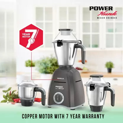 HAVELLS Power Hunk 800 Mixer Grinder (3 Jars, Grey) - ATC Electronics
