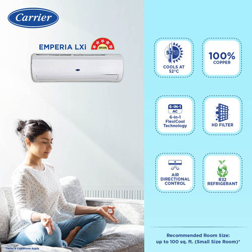 Carrier Emperia LXI 1.5 Ton 5 Star Inverter Split (2023, Copper) - ATC Electronics